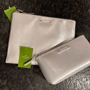 Kate Spade NWT, silver hearts pouch metro spade and matching Little Shiloh